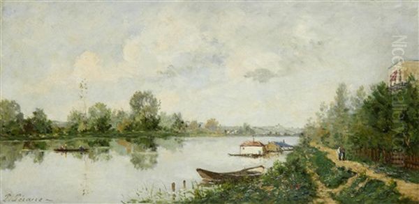 River Landscape Oil Painting by Paul Emmanuel Peraire