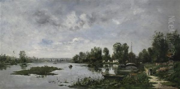 Bords De La Seine Oil Painting by Paul Emmanuel Peraire