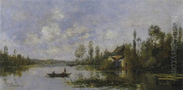 Flusslandschaft Mit Muhle Oil Painting by Paul Emmanuel Peraire