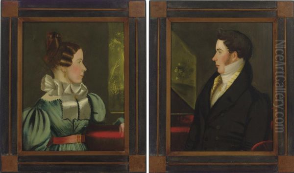 Pair Of Portraits Of A Lady And Gentleman Oil Painting by John Samuel Blunt