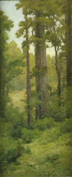 Forest Landscape Vignette Oil Painting by Carl Von Perbandt