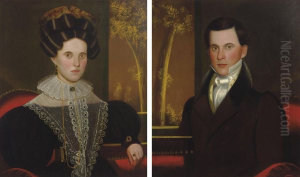 Pair Of Portraits Of A Lady And A Gentleman: Possibly Martha[coggswell] And Franklin Colburn Oil Painting by John Samuel Blunt