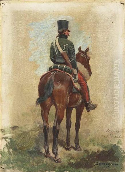 Etude D'un Hussard Vu De Dos by Paul Emile Leon Perboyre