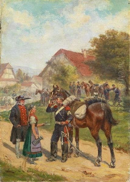 Der Willkommenstrunk Oil Painting by Paul Emile Leon Perboyre