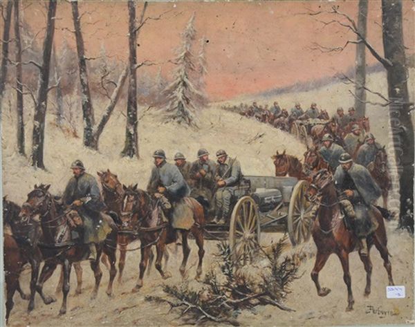 Scene Militaire En Hiver Oil Painting by Paul Emile Leon Perboyre