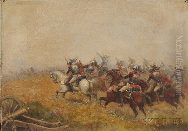 The Cavalry Charge Oil Painting by Paul Emile Leon Perboyre