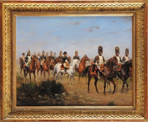 Napoleon, Son Etat Major Et Les Grenadiers A Cheval De La Garde Imperiale Oil Painting by Paul Emile Leon Perboyre