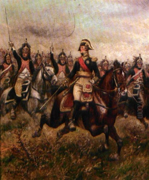 Charge De Cavalerie Avec Le General Kellermann Oil Painting by Paul Emile Leon Perboyre