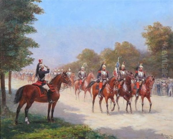 La Cavalerie Francaise Oil Painting by Paul Emile Leon Perboyre