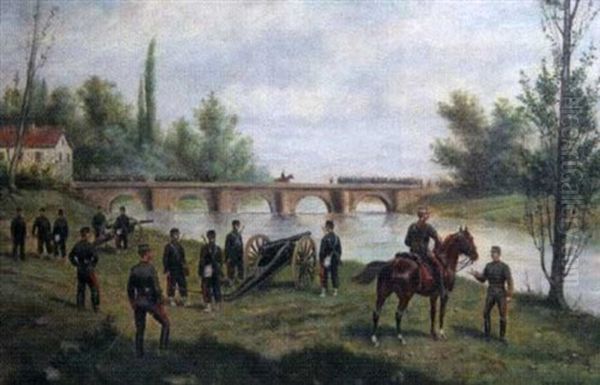 Military Scene Oil Painting by Paul Emile Leon Perboyre