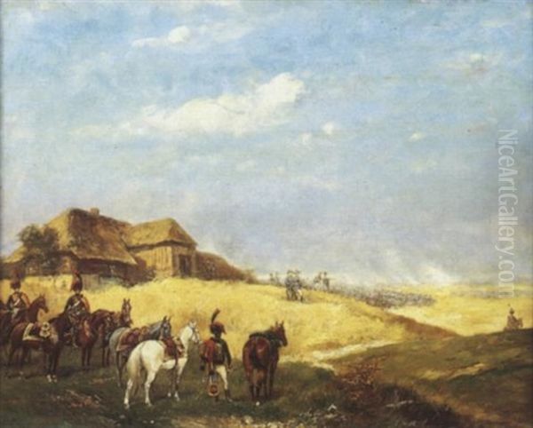 Matin De Waterloo A La Ferme Decostes, 15 Juin 1815 Oil Painting by Paul Emile Leon Perboyre