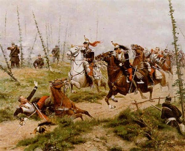 Ambush Franco Prussian War Oil Painting by Paul Emile Leon Perboyre