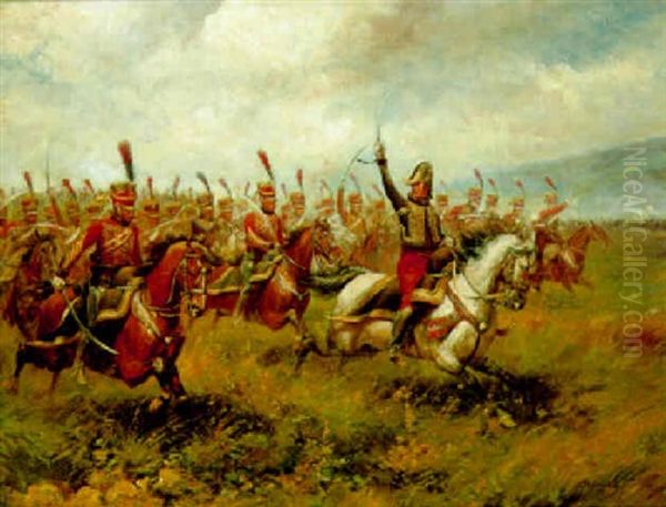 Husarenattacke Wahrend Der Napoleonischen Kriege by Paul Emile Leon Perboyre