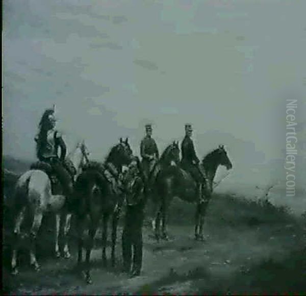 Cavalry Patrol On Reconnaissance Oil Painting by Paul Emile Leon Perboyre