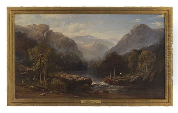 River Near Dolgelthy, North Wales Oil Painting by Sidney Richard Percy