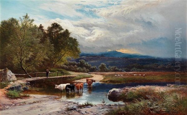 Crossing The Ford Oil Painting by Sidney Richard Percy