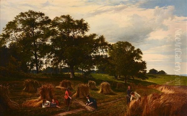 Landscape And Cornfield Oil Painting by Sidney Richard Percy