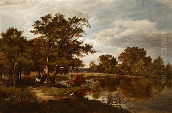 On The River Mole Oil Painting by Sidney Richard Percy