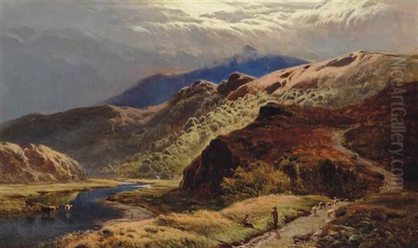 Gathering Storm In The Valley Of Lledr, Wales Oil Painting by Sidney Richard Percy