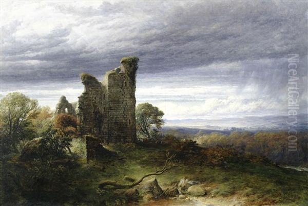 A View Of Crookston Castle Oil Painting by Sidney Richard Percy