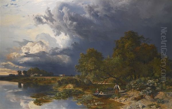 Spring, An Approaching Shower Oil Painting by Sidney Richard Percy