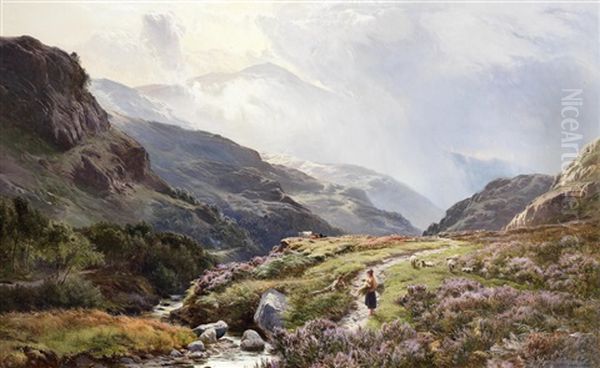 Mountainous Landscape With Figures Oil Painting by Sidney Richard Percy