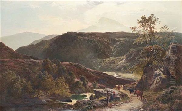 Moel Siobod With The Valley Of The Ledr, North Wales Oil Painting by Sidney Richard Percy