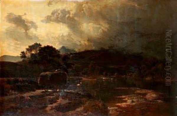 La Traversee A Gue De La Riviere Oil Painting by Sidney Richard Percy