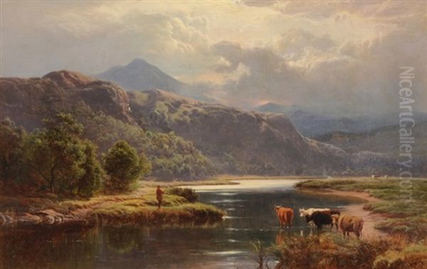 Landschaften Mit Vieh Und Staffage, Nord-wales (pair) Oil Painting by Sidney Richard Percy