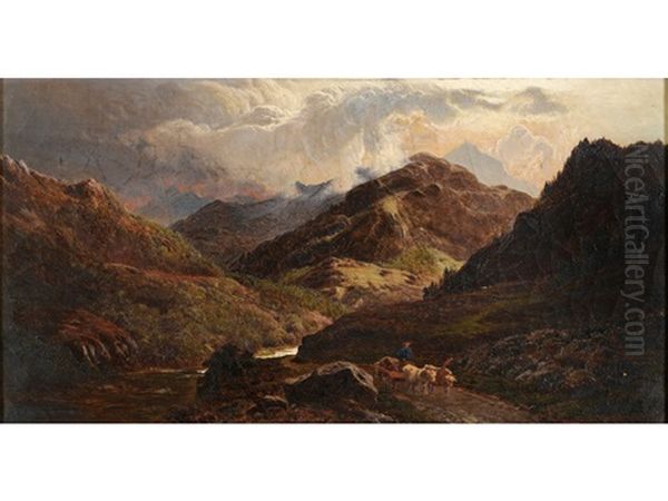 A Mountain Pass (savoy?) Oil Painting by Sidney Richard Percy