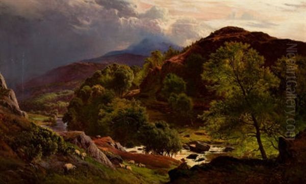 The River Llugwy At Capel Curig Oil Painting by Sidney Richard Percy