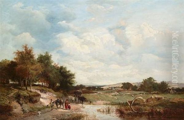 A Pond Near Byfleet, Surrey Oil Painting by Sidney Richard Percy