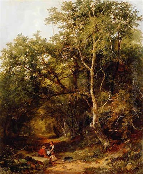 Travellers Resting In A Woodland by Sidney Richard Percy