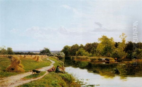 On The Banks Of The Dee Oil Painting by Sidney Richard Percy