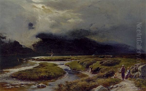 View Over The Dolgellau Marshes Oil Painting by Sidney Richard Percy