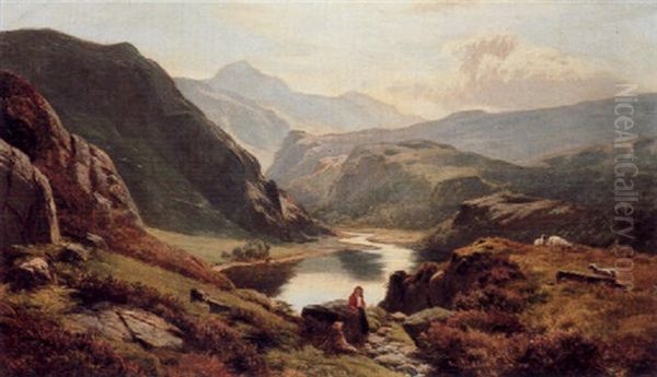 Llyn-e-dinas, North Wales Oil Painting by Sidney Richard Percy