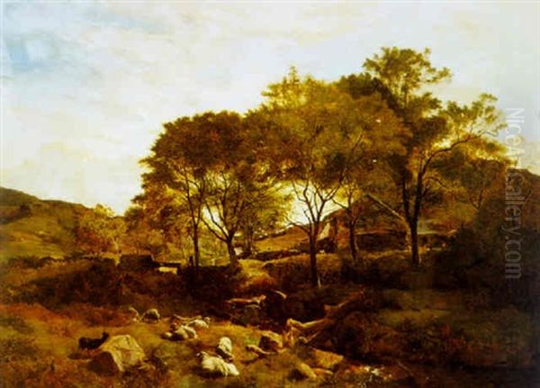 A Welsh Farm Oil Painting by Sidney Richard Percy