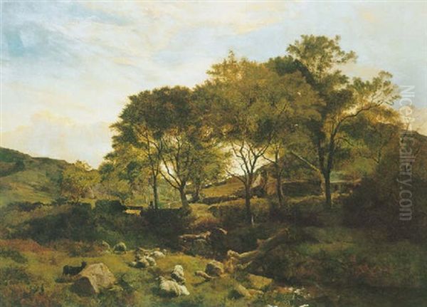 A Welsh Farm Oil Painting by Sidney Richard Percy