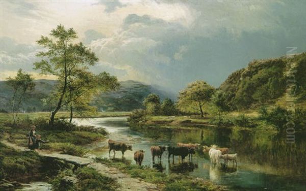 River Artro At Llanbedr Oil Painting by Sidney Richard Percy