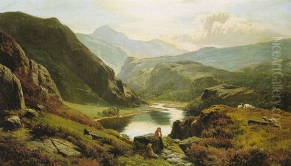 Llyn-e-ddinas, North Wales Oil Painting by Sidney Richard Percy