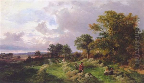 Haymaking Oil Painting by Sidney Richard Percy