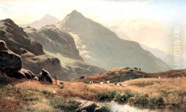 Snowdon From Llanberris Pass Oil Painting by Sidney Richard Percy