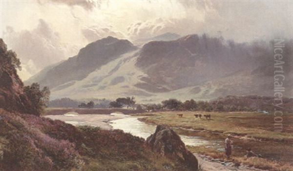 Grange In Borrowdale, Cumberland Oil Painting by Sidney Richard Percy