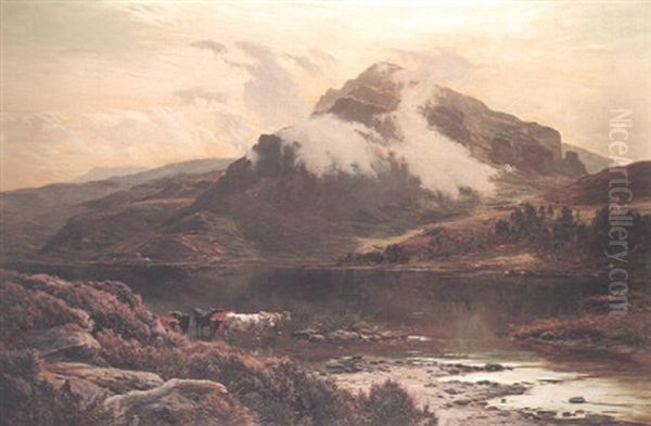 Llyn Cwm Brychan, North Wales Oil Painting by Sidney Richard Percy