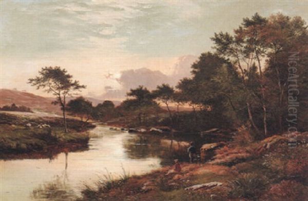 On The River Llugwy Oil Painting by Sidney Richard Percy