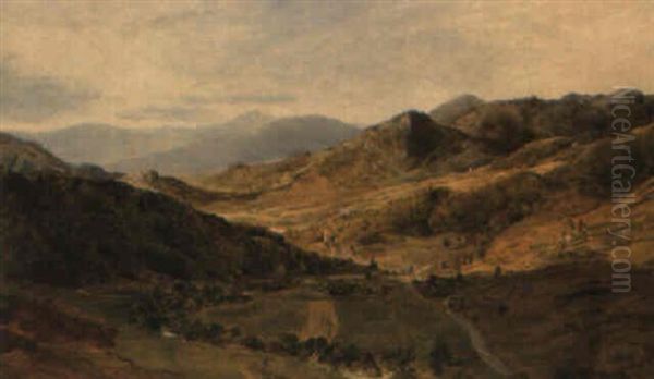 A View In The Welsh Mountains Oil Painting by Sidney Richard Percy