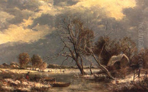 A Winter's Day Oil Painting by Sidney Richard Percy