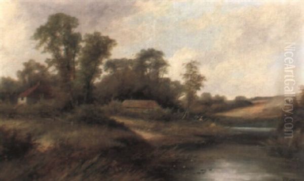 Landschaft Mit Vieh Und Figurenstaffage Oil Painting by Sidney Richard Percy