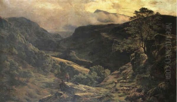 Mountainous Landscape Oil Painting by Sidney Richard Percy