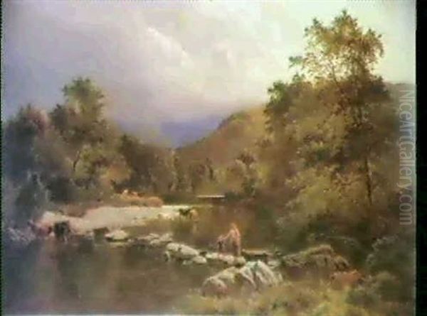 Stepping Stones Oil Painting by Sidney Richard Percy